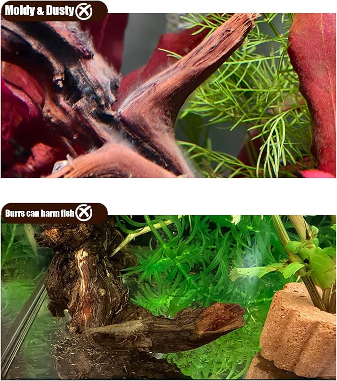 Natural Coral Driftwood Aquarium Decor, 6 Pcs 4-6 Inch Assorted Twisted Branches, Safe Sinking Driftwood Ornament for Fish Tank Reptile Terrarium Landscape Decoration