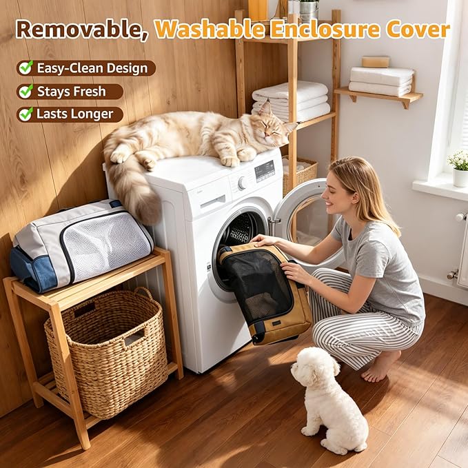 LOOBANI Foldable Dog Playpen for Small Dogs–Sturdy Puppy Playpen Indoor Outdoor with Full-Zip Washable Fabric Enclosure, 690D Waterproof Oxford Fabric, Portable Pet Crate with Carry Bag,32''x24''x22''