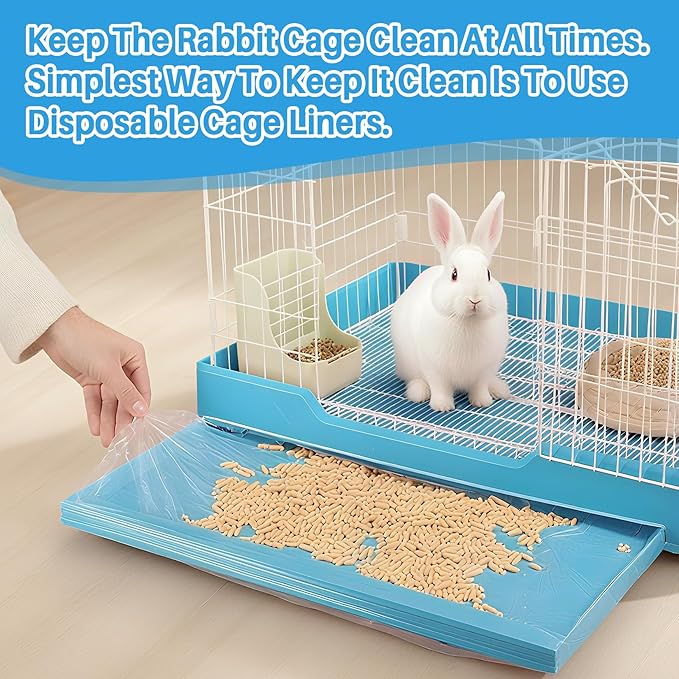 RAINFLOW Clear Plastic Disposable Cage Liner - 20PCS Rabbit Litter Box Liners Waterproof Elastic-Edged Universal Small Animal Cage Liner Bag for Bunny Bird Hamster Hedgehog Guinea Pig (19.6x27.5inch)