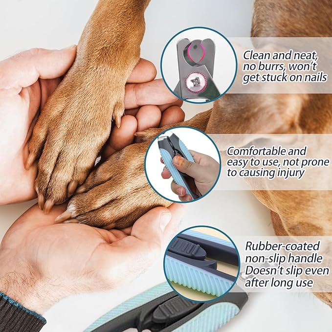 Blue Dog Nail Clipper with Safety Guard Plier Style Dog Claw Clippers Heavy-Duty Dog Toenail Clippers Professional Pet Nail Trimmers for Small Medium Large Dogs and Cats with Thick Nails