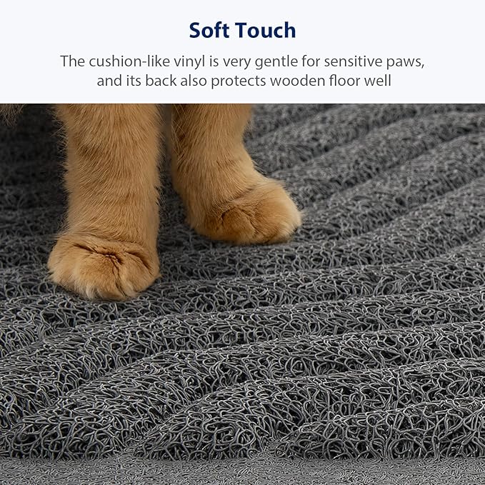 WePet Cat Litter Box Mat(No. 02-2), Kitty Premium PVC Pad, Durable Trapping Rug, Phthalate Free, Urine-Resistant, Scatter Control, XXL 47 x 36, Grey