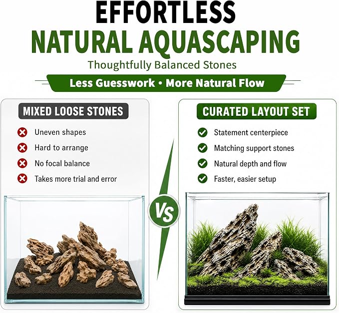 Dragon Stone Aquascaping Rocks, 20 lb (4-10"), Aquarium Stone Set | Beginner-friendly aquascaping • Easy layout building • Natural porous texture • Ideal for planted tanks
