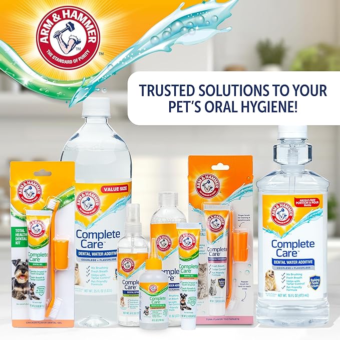 Arm & Hammer Complete Care Brushless Dental Kit for Dogs – Includes No-Brush Oral Gel + Dog Dental Spray, Fresh Breath, Tartar Control, Baking Soda Enhanced Dental Dog Supplies, 4 Fl Oz Each