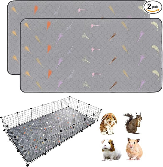 2Pcs Guinea Pig Cage Liners,Guinea Pig Fleece Cage Liners36''X72'' Super Absorbent Washable Pee Pads Reusable for Rabbit Hamster Chinchilla