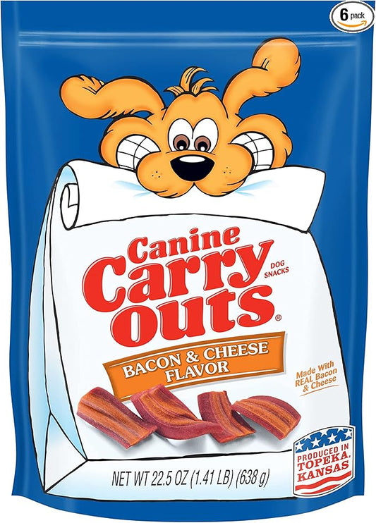 Canine Carry Outs Dog Treats, Bacon & Cheese Flavor, 22.5 Ounce (Pack of 6), Made with Real Bacon and Cheese