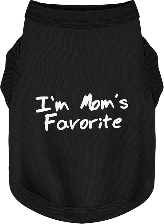 Cozy Sleeveless Canine Wear Dog Clothes, Soft, Lightweight, and Breathable Cotton Dog Shirt with I'm Mom's Favorite Print.Vest Tank Top Ideal for Small, Medium, and Large Breeds Black M