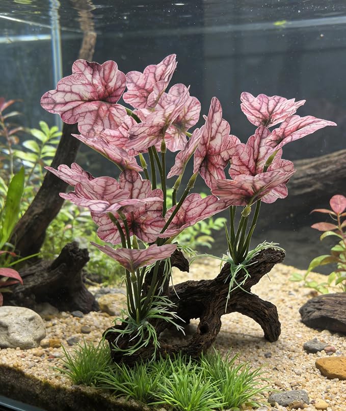 M2cbridge Fish Tank Plastic Soft Grass Artificial Betta Water Plants Purple | zero maintenance, soft without scratching, healthy underwater home