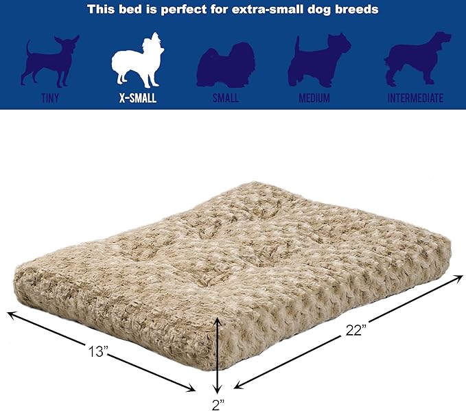 MidWest Homes for Pets XS QuietTime Deluxe Mocha Ombre Swirl Plush Pet Bed, Machine Washable, Non-Skid Bottom, Soft Crate Mat for 22-inch Crates