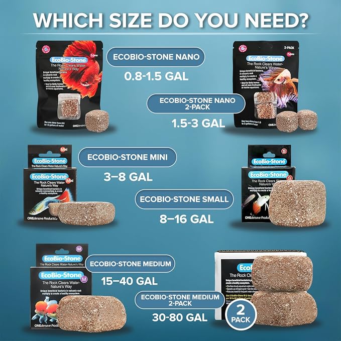 EcoBio-Block Aquarium Water Clarifier (Mini, 3–8 gal) | Volcanic Rock — Lasts Up to 2 Years — No Weekly Additives — Long-Term Water Balance — Safe for Fish, Shrimp, Frogs & Turtles