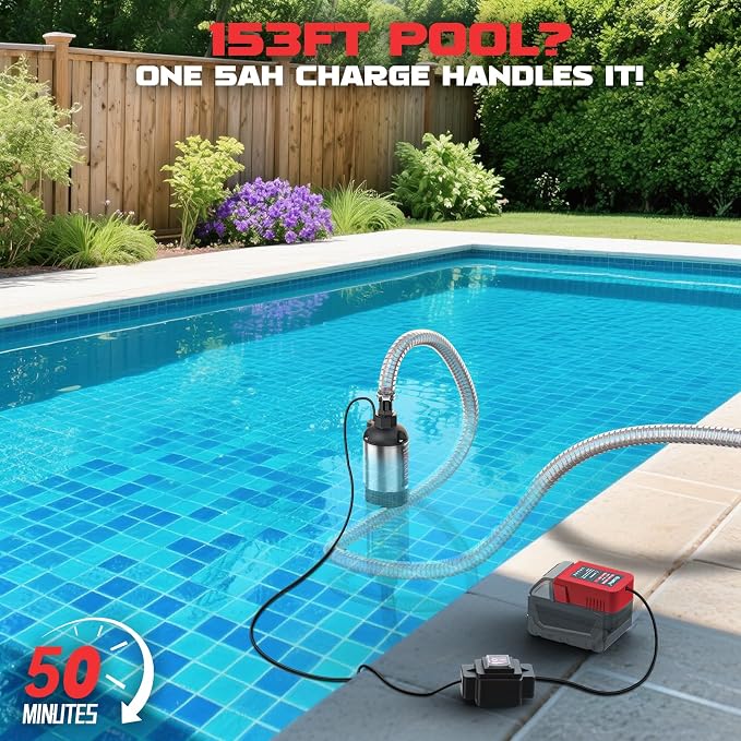 Ecarke Cordless Submersible Water Pump Compatible with Milwaukee 18V Battery, 1268GPH Brushless Electric Sump Pump Portable Transfer Pump for Pool Pond Basement with 6.5ft Drainage Hose (Tool Only)