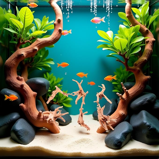 1Pc Natural Aquarium Driftwood Branches Wood Aquarium Trunk Driftwood Tree Fish Tank Log Decoration Plant Stump, Assorted Size(8-10cm),Ornaments, Décor Thematic Ornaments,Pet Supplies