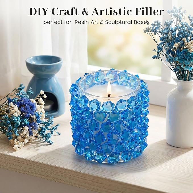 DOMESTAR Royal Blue Fake Ice Rocks,150 PCS Acrylic Crystal for Vase Fillers | Fake Diamonds for Table Centerpieces Birthday Party Decor, Fish Tanks Decor Table Scatter DIY Craft Supplies
