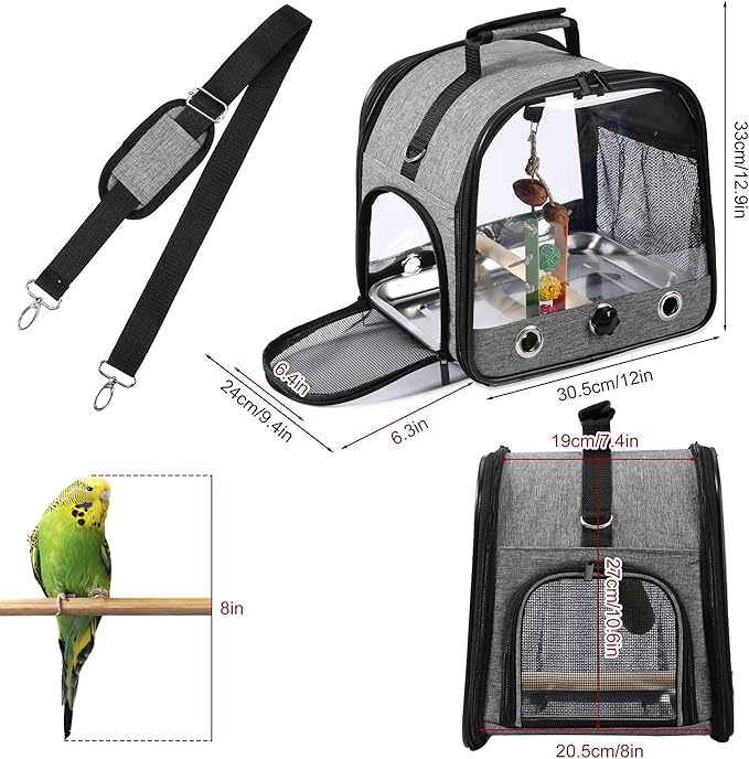 Bird Carrier Bag Bird Travel Cage with Stand, Small Bird Carrier for Parrot, Portable Bird Carrier Travel Bag, Pet Transparent Breathable Travel Cage
