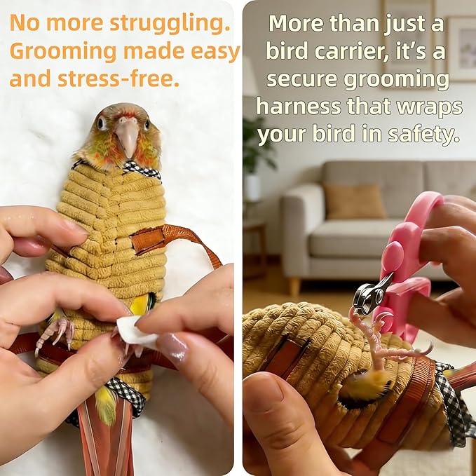 DRESSO Portable Bird Carrier Bag, Escape Resistant Parrot Carrier Bag Harness for Small Medium Parrots, Cockatiel,Green-cheeked Conure, Random Color