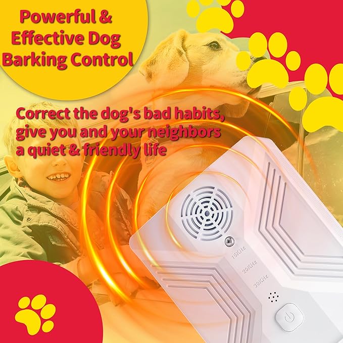Anti Barking Device for Dogs, Rechargeable Ultrasonic Dog Barking Deterrent Devices with 3 Modes, 50Ft Waterproof Barking Dog Deterrent Bark Box for Outdoor & Indoor, Safe Barking Silencer for Dogs