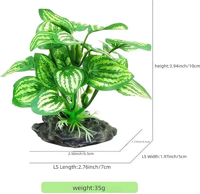 JGbaby Artificial Aquarium Plants,Fish Tank Decorations Betta Leaf Hammock 4in Realistic Silk & Plastic Plants, Hideout Decor for Betta. Goldfish,Reptiles,Small Tanks (Green Type-C)