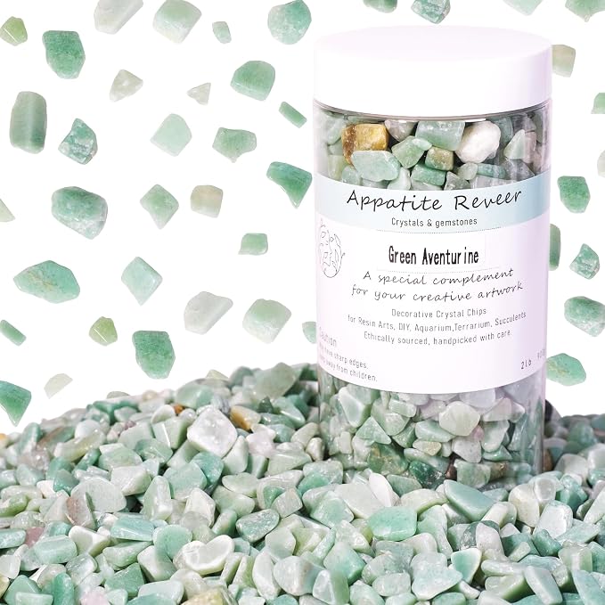 Green Aventurine Crystal Chips 2lbs (1200+ Pieces) -5-8mm Natural Polished Healing Stones for Plants, Aquarium, Crafts, DIY Decor, Jewelry Making & Spiritual Gifts ?Stone of Luck & Abundance