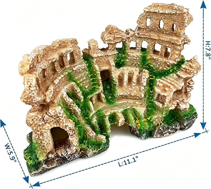 Antique Roman Column Ruins Aquarium Decor, Greek Aquarium Decorations, European Castle&Underground Roman Column Fish Tank Cave, Large Rock Cave Hideout, Safe for Freshwater & Saltwater Tanks