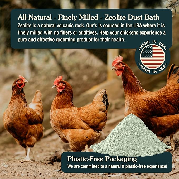 Zeolite Chicken Dust Bath, 24 lb | All-Natural Finely Milled Zeolite Dust | Natural Kraft Box Packaging | Made in The USA