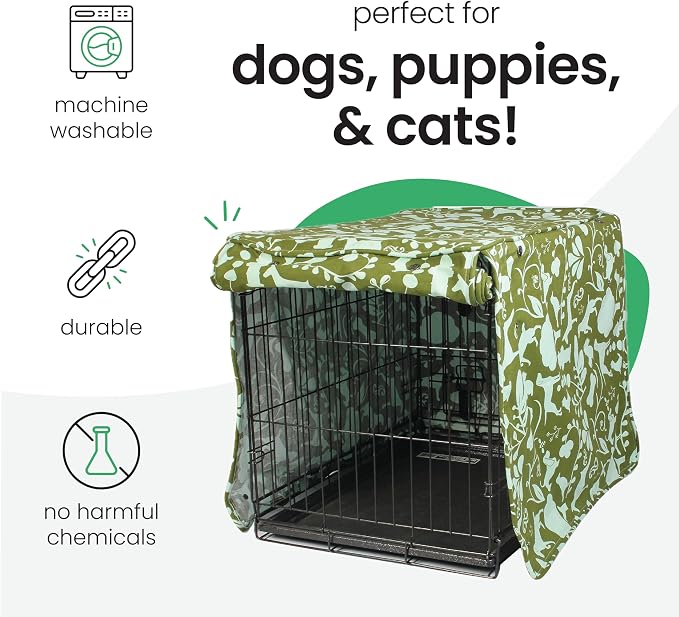 Molly Mutt Amarillo by Morning Dog Crate Cover, 100% Cotton Canvas Cover with 2 Roll-Up Panels, Ideal for Dog or Cat Crate, Durable, Washable, and Free of Harmful Chemicals, 24" x 18" x 21"
