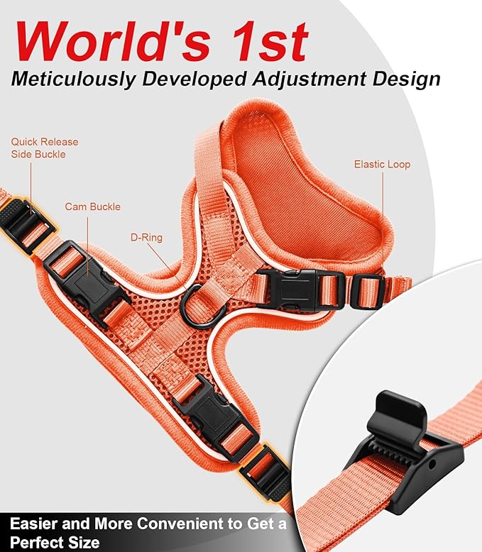 Cat Harness and Leash for Walking Escape Proof Soft Adjustable Cat Leash Breathable Comfortable Vest Easy to Wear Kitten Harness for Outdoor Travel (Orange, S (7-12lb))