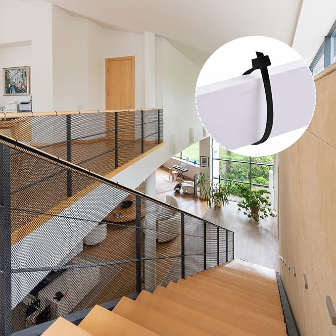 Shappy Balcony Net for Pets 16.5 ft x 2.5 ft Anti Fall Cat Dogs Netting Balcony Mesh Fence Net Screen Protection Crib Mesh for Pets Patios Stairway Clear Stair Banister Guard Apartment(Black)