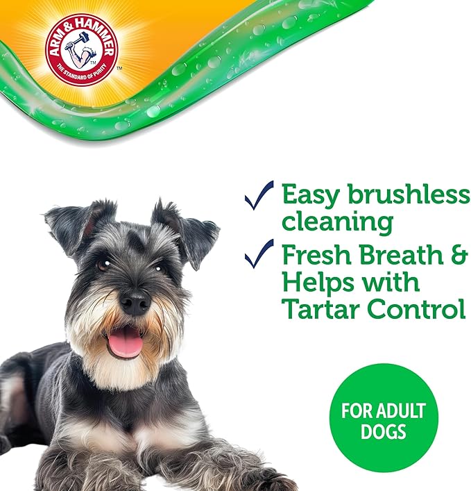 Arm & Hammer Complete Care Brushless Oral Gel for Dogs, Peanut Butter Flavor, Rub-On No-Brush Dog Toothpaste, Baking Soda Enhanced for Fresh Breath and Tartar Control, 4 Fl Oz