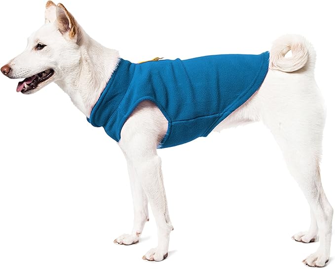 Gooby Fleece Vest Dog Sweater - Deep Blue, Medium - Warm Pullover Fleece Dog Jacket with O-Ring Leash - Winter Small Dog Sweater Coat - Cold Weather Dog Clothes for Small Dogs Boy or Girl (Pack of 2)