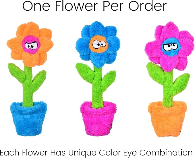 Cycle Dog Duraplush Large Potted Flower (Colors May Vary): Sqeakerless Eco-Friendly and Durable Toy for Dogs | Perfect for Fetch and Tug-of-War Play | Made in USA