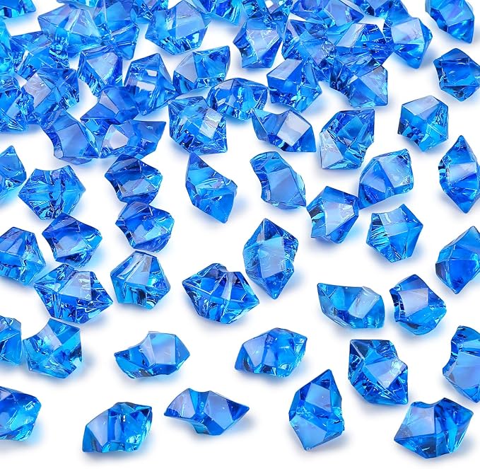 DOMESTAR Royal Blue Fake Ice Rocks,150 PCS Acrylic Crystal for Vase Fillers | Fake Diamonds for Table Centerpieces Birthday Party Decor, Fish Tanks Decor Table Scatter DIY Craft Supplies