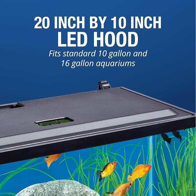 Tetra LED Aquarium Hood 20 in x 10 in, Low-Profile Fish Tank Cover | With Hidden Lighting