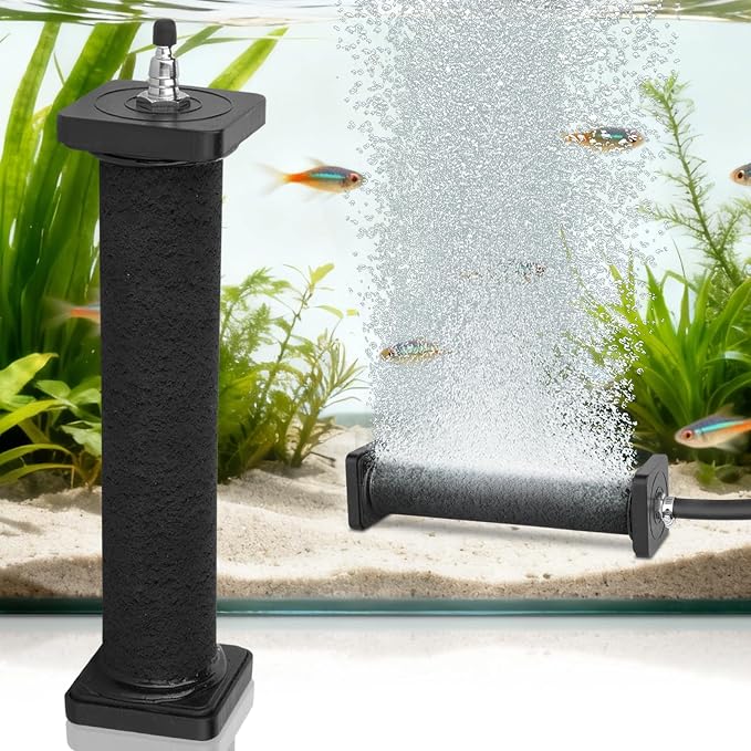 AquaMiracle New Innovative Rubber Air Stone | Air Bubbler | Oxygen Air Diffuser | for Pond Aerator | Pond Aeration | for Large Aquarium | 8”x1.52” | 1-Pack