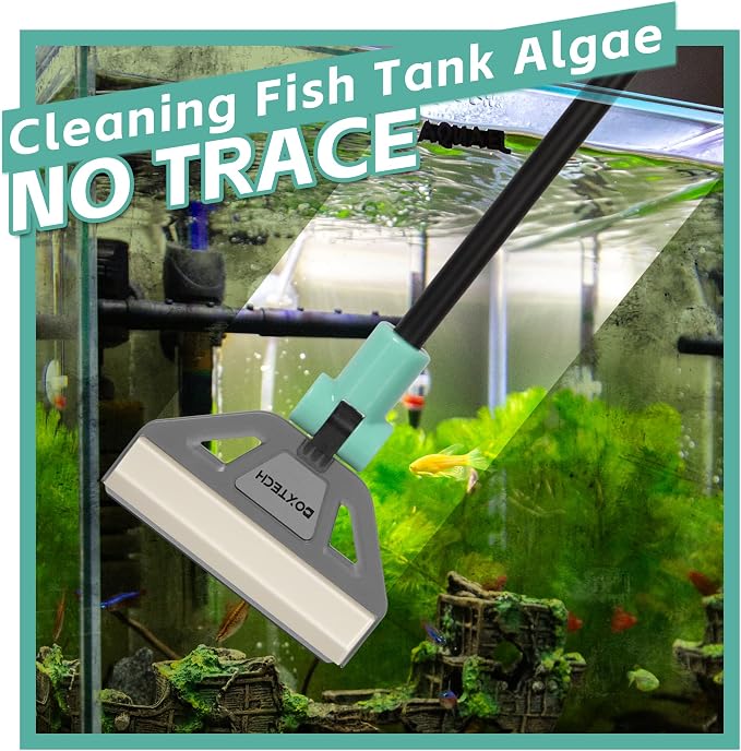 UPETTOOLSAlgae Scraper for Glass Aquariums,2 in 1 Adjustable Algae Scraper | with 5 Stainless Steel Blades and Cleaning Brush, Aquarium Glass Cleaning Tools for 20-40 Gallon Fish Tank