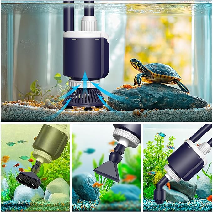 AQQA Fish Tank Cleaner,DC34W/600GPH Adjustable Flow Aquarium Gravel Vacuum | Multi-Filtration Purifies Water Electric Cleaning Kit for Water Change Water Circulation Wash Sand Gravel 110V-240V