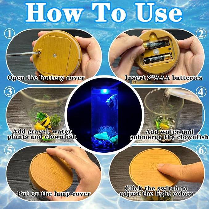 Aquarium Water Lamp, Fish Tank Style Decorative Lamp with Artificial Fish & Plants, LED Ambient Light for Home, Office, Bedroom, Relaxation & Unique Gifts