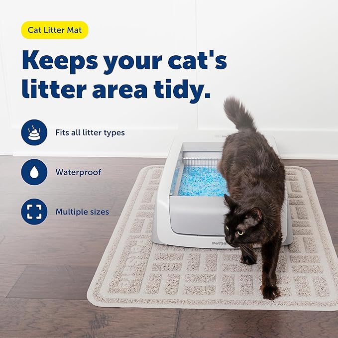 PetSafe Anti-Tracking Litter Mat - Traps Crystal and Clay Clumping Cat Litter - Durable Mesh Material - Easy to Clean Mat - Compatible with All Cat Litter Boxes - Large Size