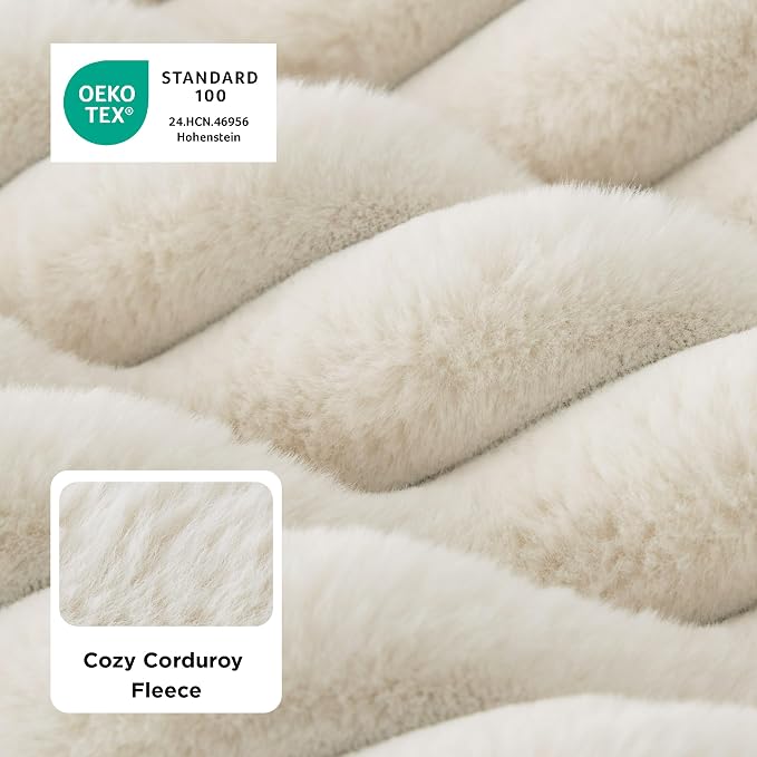 Bedsure ComfyFleece™ Fluffy Plush XXL Dog Bed Crate Pillow 47x29 Cream | Aesthetic Crate Bed for Balanced Support Cute Chopped Foam Pad with Removable Washable Cover Non-Slip Waterproof Cozy Pet Mat