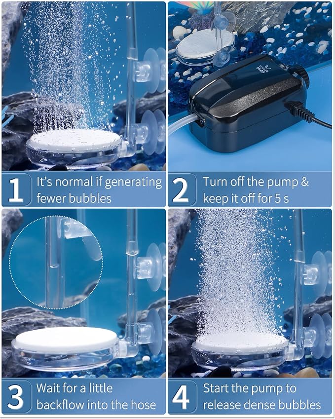 Pawfly Aquarium Air Stone Disc Tiny Micro Bubble Diffuser Release Tool Kit with Suction Cup Air Control Valve and Check Valve Accessories for Nano Air Pumps Small Buckets and Fish Tanks