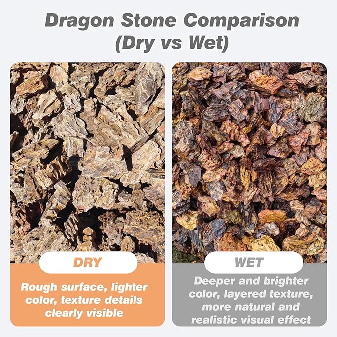Unocho Dragon Stone Aquarium Rocks 5lb Seiryu Stone for Aquariums Landscaping Model Fish Tanks Terrariums Vivariums Paludarium Amphibian Enclosures(2-4 inches)