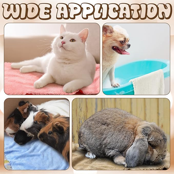 Newwiee 24 Pcs Guinea Pig Fleece Bedding Blankets Bulk Washable Small Animal Fleece Cage Liners Pet Wash Cloth Sleeping Mat Cover for Hamster Chinchilla Rabbit Hedgehog(14 x 30 Inch,Multicolor)