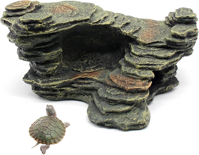 relaqcc Turtle Basking Platform Shale Scape Step Ledge, Reptile Ladder Resting Terrace Aquarium Decor, Great for Reptiles, Amphibians, Frogs, Small Turtle