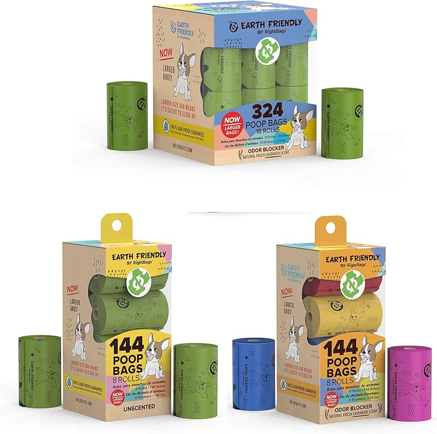 Earth Friendly Extra Thick and Strong 18 Dog Poop Bags, Odor Blocker, 324 Count