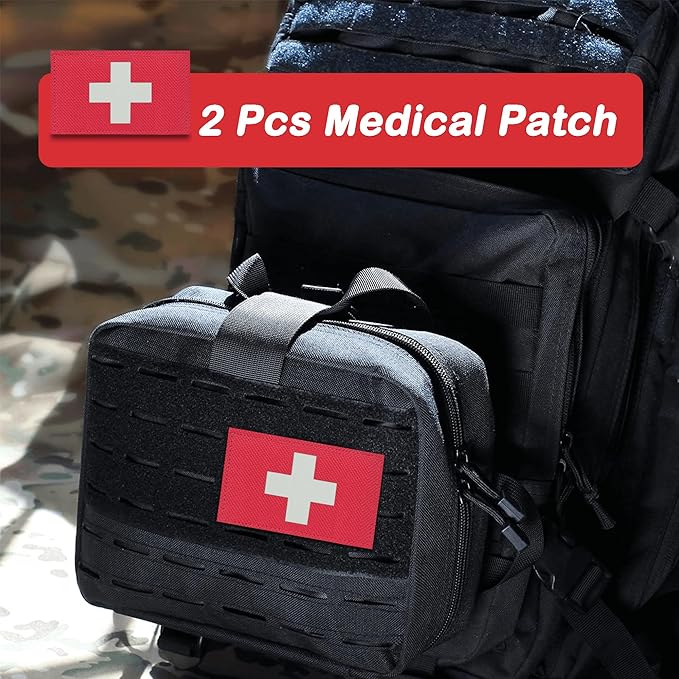 2-Pack Glow in The Dark Patches Luminous Medic Patch First Aid Patch for Backpack, Bags, Hats (3x2 Inches)