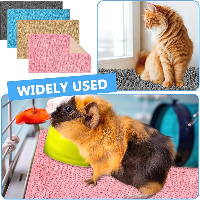 8 Pcs Guinea Pig Liner 16x12 Inch Small Rabbit Cage Liner,Washable Fleece Pet Pee Pads Reusable Bedding Training Mat for Small Animals, Bunny,Hamster(4 Colors)