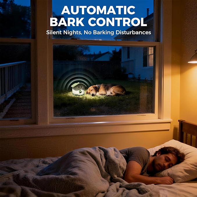 Adjustable Ultrasonic Dog Bark Deterrent Device with Smart Detection - Waterproof Pet Gentle Anti Barking Device for Dogs - Long-Range Indoor Outdoor Use - Portable Type-c Fast Charging