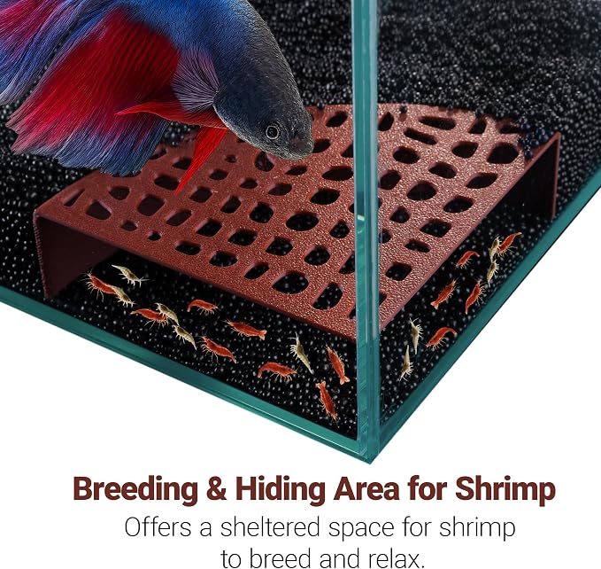 Shrimp Tank Accessories – 2Pcs Fish Tank Decoration, 180° Viewing & Stable Hides for Shrimp Refuge & Spawning