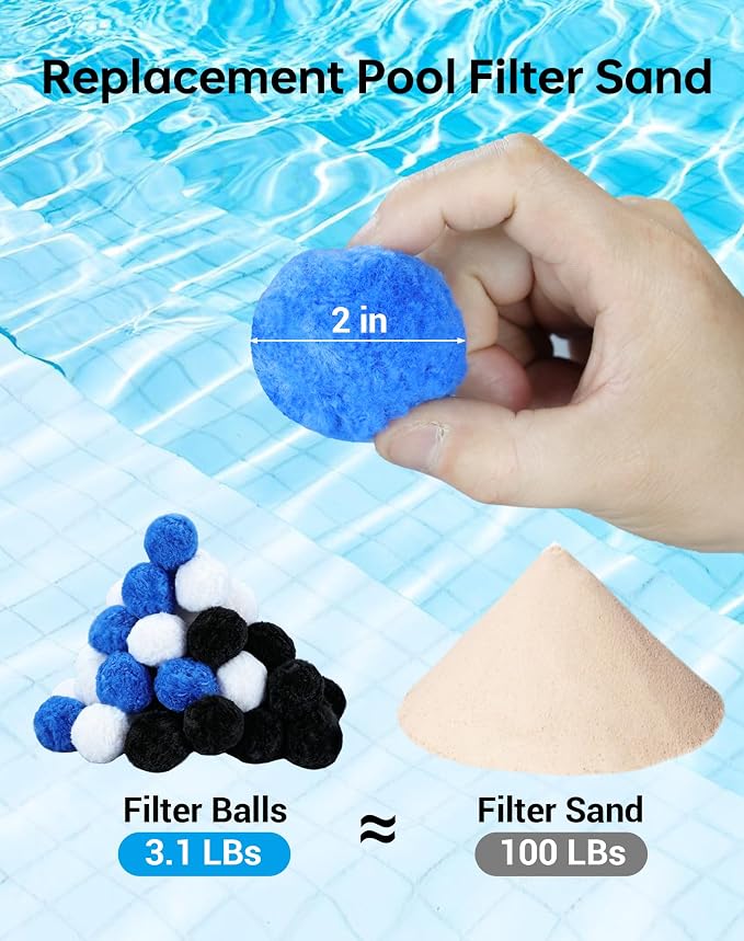 ZOTEE 3.1 Lbs Pool Filter Balls for Sand Filter, Reusable Filter Balls Replace Pool Sand, Multi-Functional Mixed Sand Filter Balls for Pool, Aquariums, and Hot Tub (Equals 100lbs Pool Filter Sand)