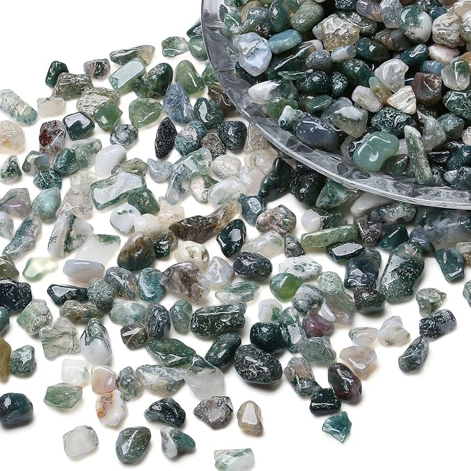LAIDANLA Aquatic Agate 1lb Crystal Polished Tumbled Stones Irregular Shaped Crystal Chips Bulk Natural Gemstone Aquarium Gravel Rocks Vase Filler Fish Tank Gravel Home Decoration