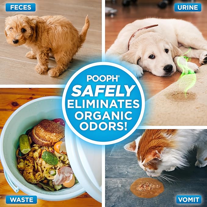 POOPH Maximum Strength Pet Odor Eliminator Spray 32oz Fragrance Free Odor Remover for Dogs and Cats Urine Poop Pee Deodorizer for Carpet Furniture and Home Use