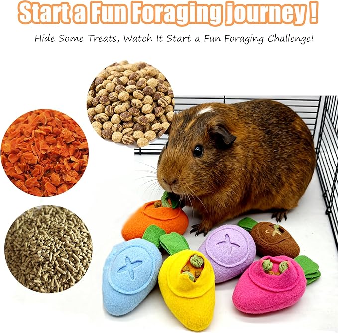 Hamiledyi Guinea Pig Foraging Toys Rabbit Enrichment Interactive Toy for Relieve Boredom Food Hide Puzzle Toys Exercise Acitivity Forage Toy for Hamster Chinchilla Small Animals (6 Pieces)